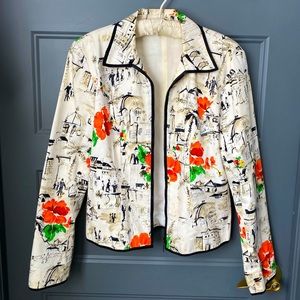 Orange Flowers with Green Leaves and Architecture Jacket 🧥